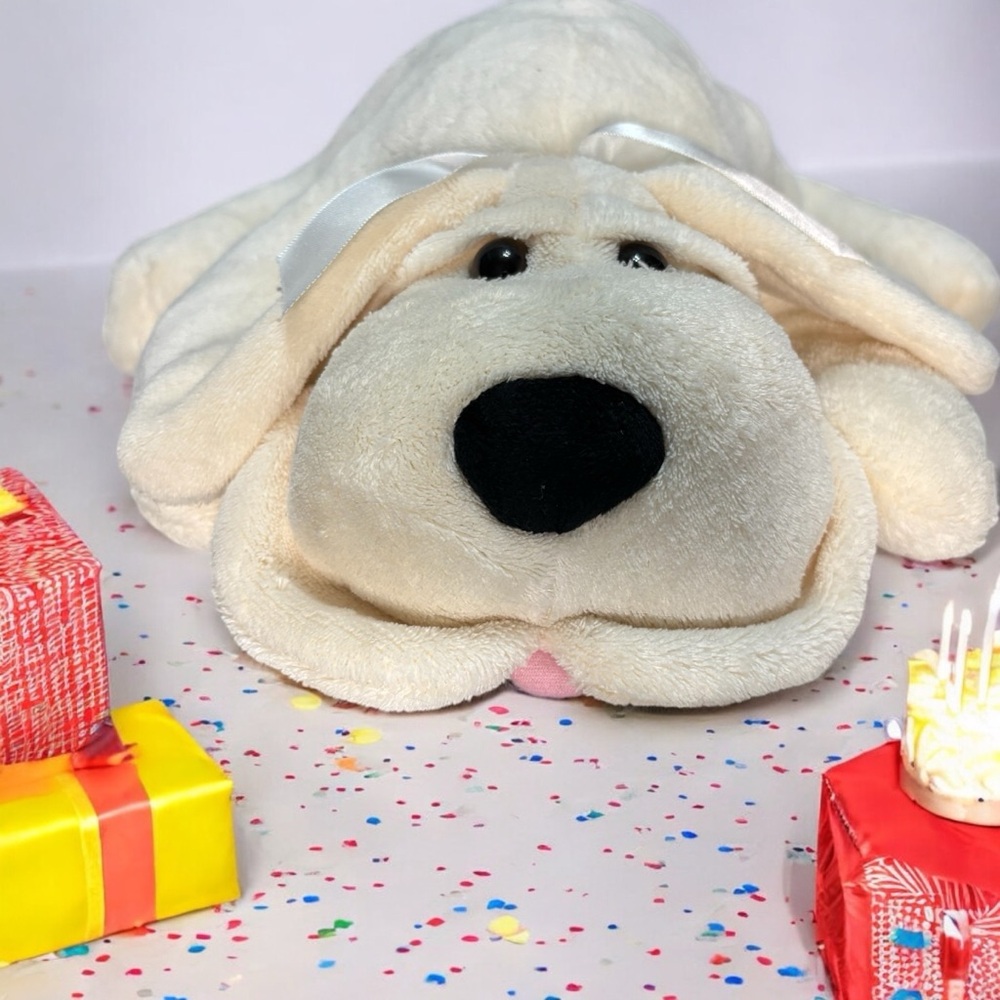 Divotex Home Basset Hound Bull Dog Plush Stuffed Animal Toy- Cream Terry Cloth